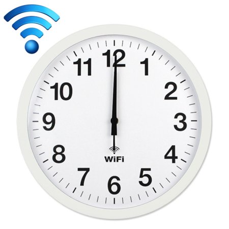 Smart Network Automatic Time Synchronization WIFI Wall Clock Modern Simple Mute Living Room Clock-12 Inches (White)