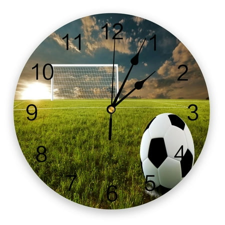 Soccer Football Field Green Lawn Wall Clock Modern Design Living Room Decoration Clock Mute Wall Watch Home Interior Decor