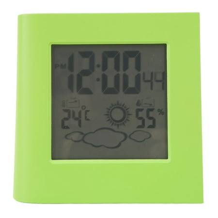 Solar Battery Dual Energy Alarm Clock Weather Forecast Temperature Humidity Alarm Clock Green