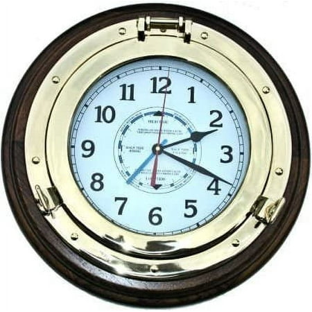 Solid Brass Nautical Porthole Tide and Time Wall Clock