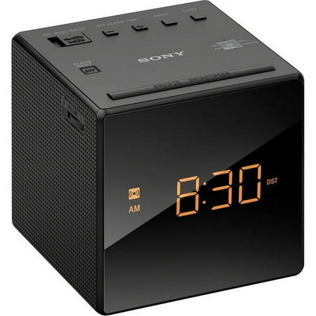 Sony Compact AM/FM Alarm Clock Radio with Easy to Read, Backlit LCD Display, Battery Back-Up, Adjustable Brightness Control, Programmable Sleep Timer, Daylights Savings Time Adjustment, Black Finish