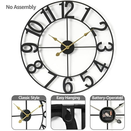 Sorbus Large 24inch Round Analog Wall Clock Battery Operated Numeral Style