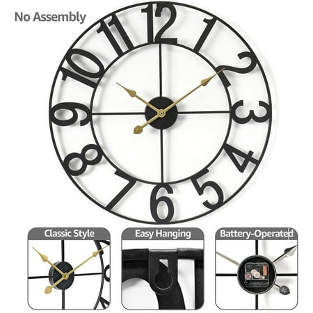 Sorbus Large 24inch Round Analog Wall Clock Battery Operated Numeral Style