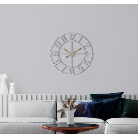 Sorbus Large Metal Numerical Wall Clock for Living Room Decor (Silver, 16 Diameter)