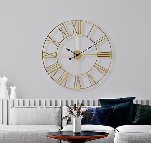 Sorbus Large Wall Clock for Living Room Decor - 16 inch Big Wall Clock Decorative - Battery Operated - Roman Numeral Analog Large Clock for Bedroom, Room, Home, Kitchen, Office, Wall Decor (Gold)