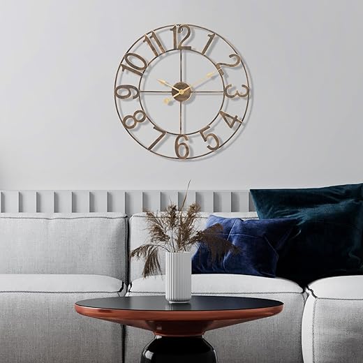 Sorbus Large Wall Clock for Living Room Decor - Wall Clock for Kitchen - 24 inch Big Wall Clock Decorative - Metal Wall Art - Analog Large Clock for Bedroom, Home, Kitchen, Office, Wall Decor (Bronze)