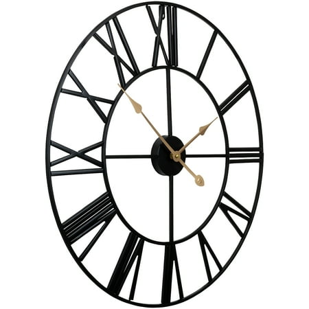 Sorbus Medium Large Wall Clock for Living Room Décor - Roman Numeral (23 Jet Black)