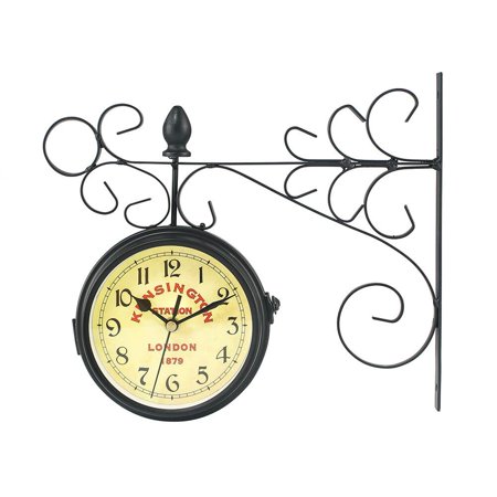 Sovob Paddington Station Clock with Waterproof Cover, 5.12in Dual faced Station Clock,for Outdoor Decorative Wall