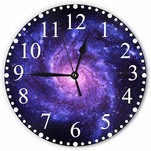 Spiral Galaxy Wall Clock 10 Inch Battery Operated Clock Silent Non-Ticking Modern Clocks Decorative for Home Kitchen Living Room Bathroom Office