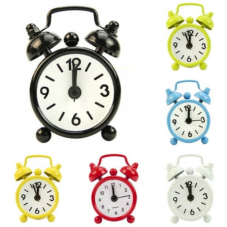 SPRING PARK Mini Cute Non-Ticking Vintage Retro Analog Twin Bell Alarm Clock for Kids with Backlight,Battery Operated,Loud Alarm Clock for Heavy Sleepers