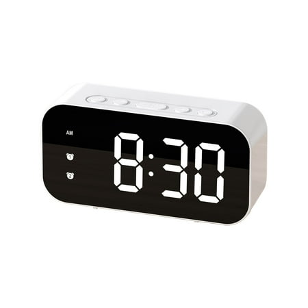 Spring Savings! Outoloxit LED Electronic Alarm Clock Mirror Clock Student Plug-in-use Small Alarm Clock Digital Clock Sound-controlled Temperature Clock, White