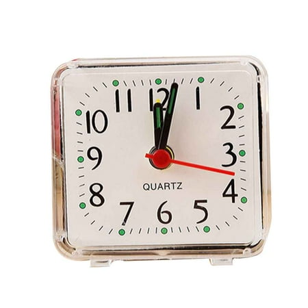 Square Small Bed Alarm Clock Transparent Case Compact Travel Clock Mini Children Student Desk Watch