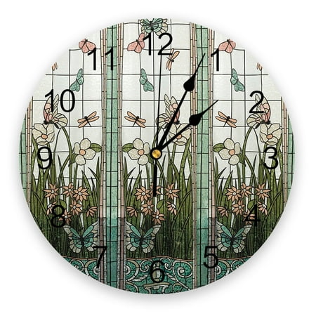 Stained Glass Meadow Butterfly 3D Wall Clock Modern Design Brief Living Room ration Kitchen Clock Art Wall Watch Home r