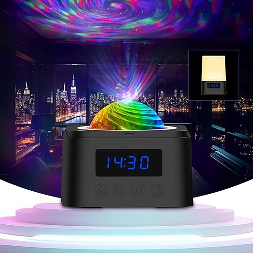 Star Projector, Galaxy Projector for Bedroom, Wireless Speaker and Clock Time Projector, Night Light Projector for Adults Gaming Room, Home Theater, Party，Ceiling, Room Decor (Black)