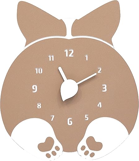 Stephanie Imports Modern Minimalist Silent Wall Clock Funny Animal Collection (Dog Butt)