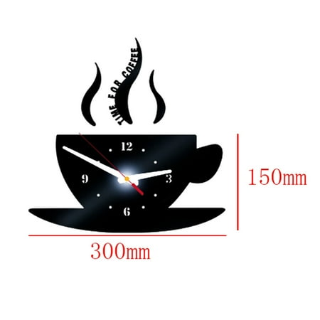 Sticker Clock Acrylic Removable Diy 3D Coffee Shape Mirror Decorative Wall Clock Two Minute Timer in Shower Timer Dealer Button Metal Countdown Calendar Large Led Wall Clock Timer Digital Clock Timer