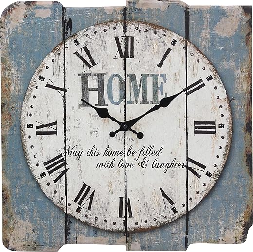 Stonebriar SB-6158A Worn Blue 15 Square White Wall Clock