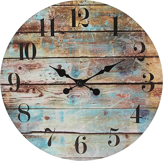 Stonebriar Vintage Farmhouse Wooden 18 Inch Round Battery Operated Hanging Wall Clock