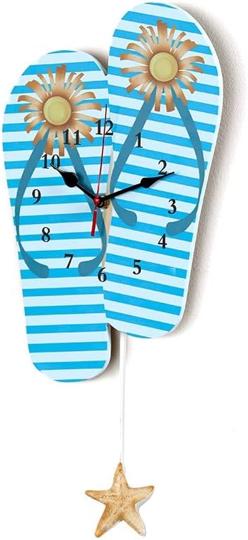 Striped Flip Flops Hanging Pendulum Wall Clock - Tropical Indoor Accent