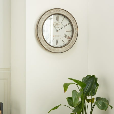 Studio 350 Cream Wooden Distressed Wall Clock