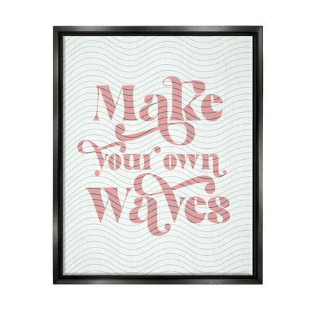 Stupell Industries Make Your Own Waves Groovy Patterned Stripes Graphic Art Jet Black Floating Framed Canvas Print Wall Art, Design by Daphne Polselli