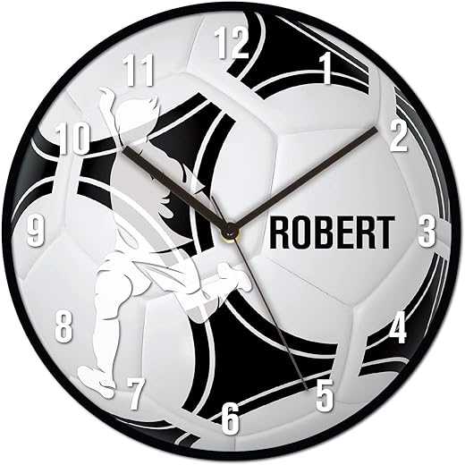 Sungwon Personalized Soccer Kids Wall Clock, 12" Diameter, Made in USA