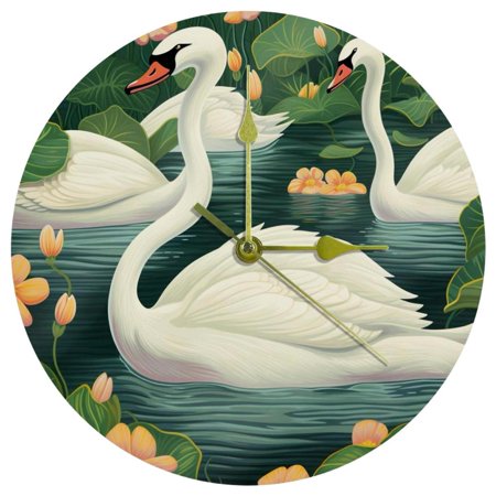 Swans 9.8 Inches Round Acrylic Wall Clock, Silent Non Ticking Battery Powered - Suitable for Kitchen, Bedroom, Living Room, Office, etc. - Wall Clocks