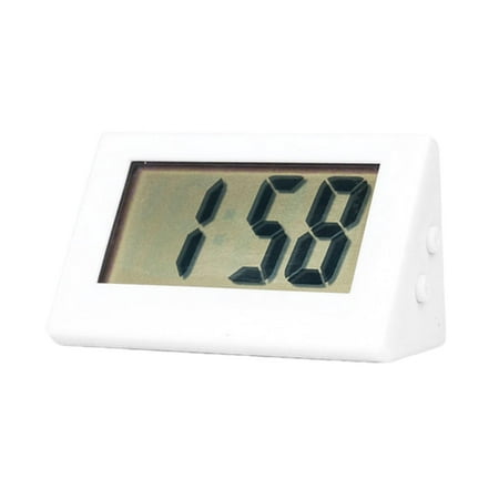 Table Clock Digital Battery Operated LCD Display Mute Mode Saving PS Material Nordic for Kitchen Study Living Room Bedroom - White