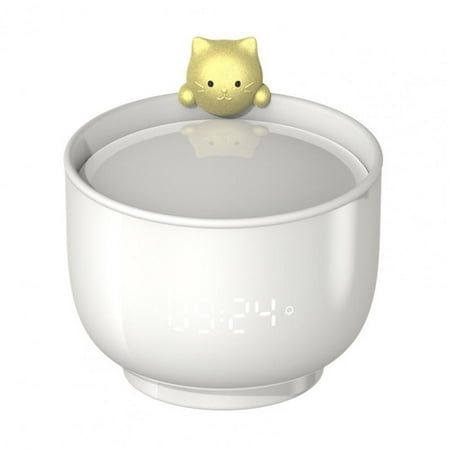 Table Clock Multifunctional High Precision Touch Sensing Adorable Cute Teacup Cat Digital Alarm Clock Desk Beside Night Light