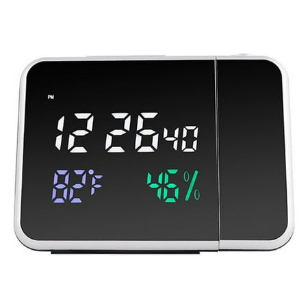 Tarmeek Large Font Creative LED Glass Temperature And Humidity Multi-Functional Projection Alarm Clock Mirror Clock Electronic Digital Clock With Perpetual Calendar on Clearance