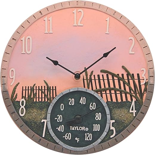 Taylor Precision Products 92688T 14 Poly Resin Sea Oats Thermometer Outdoor-Clocks, Multicolored