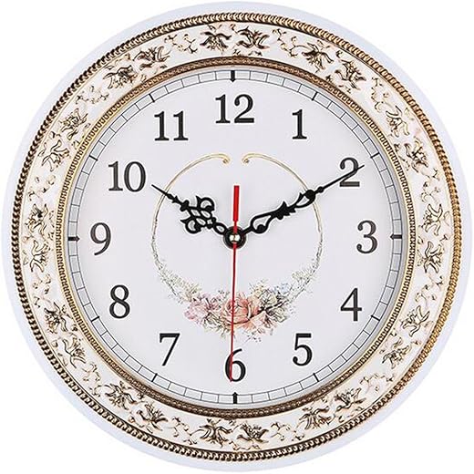 Tebery Silent Modern Quartz Flower Design Decorative Wall Clock Non-Ticking Digital 11-Inch Clock (White)