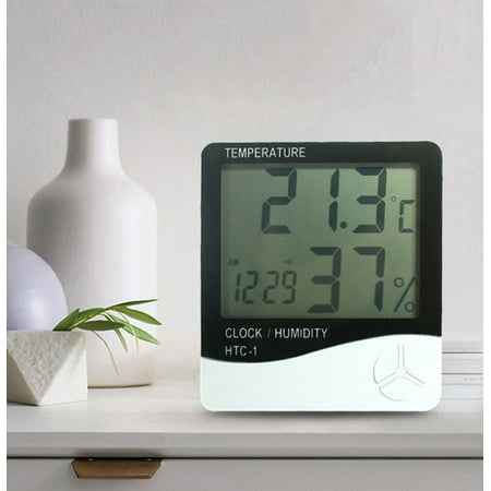 TECHTONGDA Thermometer Digital LCD Hygrometer Temperature Humidity Meter Alarm Clock