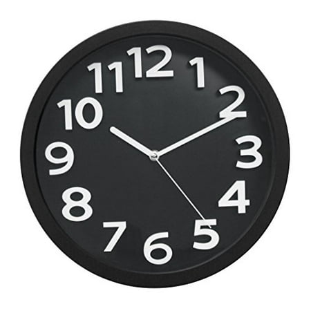 Tempus TC62127R Contemporary Wall Clock with Raised Contrasting Numerals and Silent Sweep Quiet Movement, 13, Red/Black