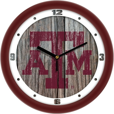 Texas A&M Aggies 11.5'' Suntime Premium Glass Face Weathered Wood Wall Clock