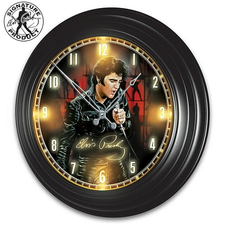 The Bradford Exchange Elvis Presley Indoor and Outdoor LED Illuminated Self Setting Atomic Clock by Bruce Emmett 14-inches