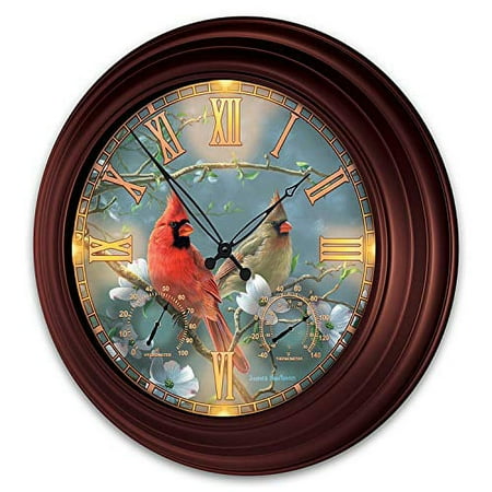 The Bradford Exchange Nature's Masterpiece Cardinal-Themed Illuminated Atomic Wall Clock by James Hautman