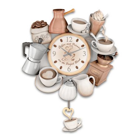 The Bradford Exchange The Perfect Coffee Blend Sculptural Wall Clock with Cup Pendulum 14.25-inches