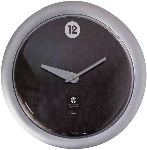 THE CHICAGO LIGHTHOUSE Black Veneer Quiet Wall Clock, 14 inch