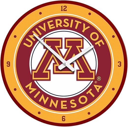 The Fan-Brand NCAA Minnesota Golden Gophers: Modern Disc Wall Clock - Sports Team Bar Sign Décor - Home, Dorm, Garage, Office, Fan Cave