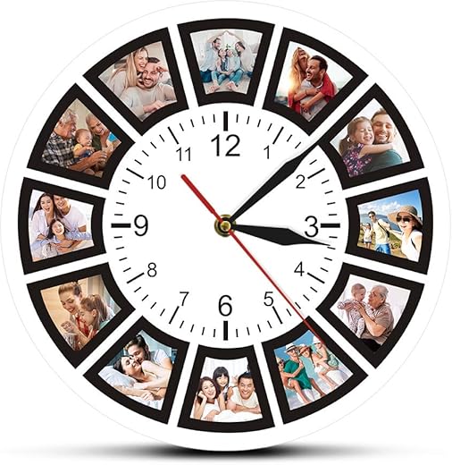 The Geeky Days Create Your Own Custom 12 Photos Collage Instagram Custom Home Wall Clock Personalized Family Photos Printed Clock Wall Watch