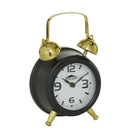 The Novogratz 9 Black Stainless Steel Clock with Bell Style Top