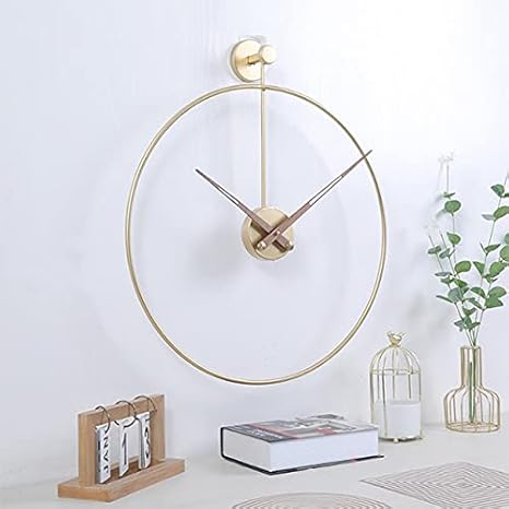 'The Ring' Oversized Modern Nordic Wall Clock, Minimalistic and Stylish, Simplistic Luxury Metal Design, Silent Quartz Mechanism, Home Decor for Home/Office (Gold)