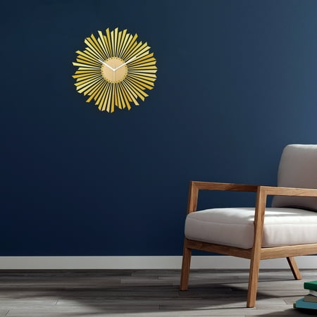 The Sun - 23.5 in Yellow / Gold Analog Starburst Wall Clock, Handmade Home Decor, Unique Modern Timepiece