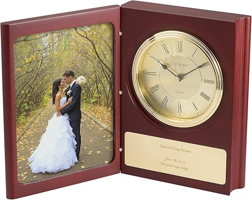 THINGS REMEMBERED Engraved Wedding Large Book Frame Clock (Free Customization)