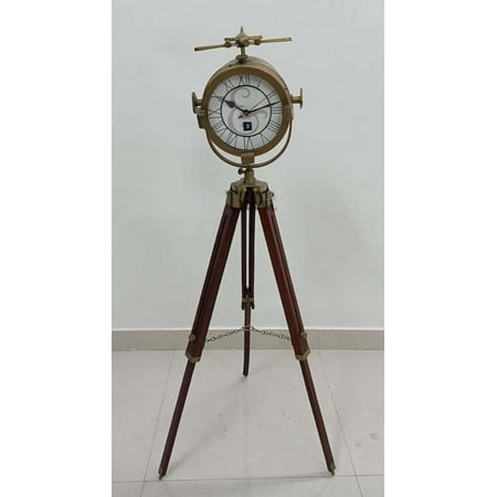 THOR INSTRUMENTS Nautical Wooden Tripod Clock Floor Standing Clock Room Corner Floor Clock Clock,Maritime Wooden Tripod Clock Nautical Home & Office Decor