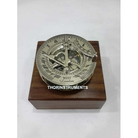 Thor Instruments Sundial Compass - Solid Brass Nautical Compass Chrome Finish