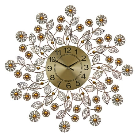 Three Star Im/Ex Inc. Oversize Elegant Bejeweled Flower 29'' Wall Clock