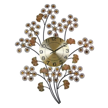 Three Star Import & Export YC710 28 x 22 in. Wall Clock, Copper Flowers