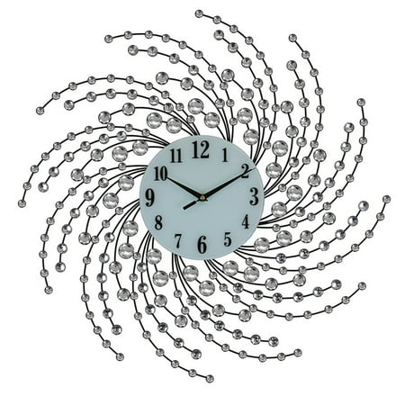 Three Star Import & Export YC790 24 in. Round Wall Clock, Silver Spirals